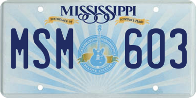 MS license plate MSM603