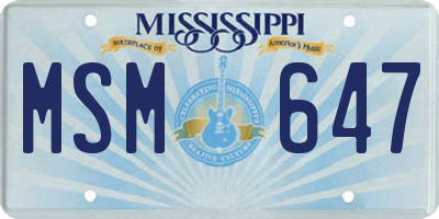 MS license plate MSM647