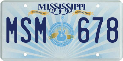 MS license plate MSM678