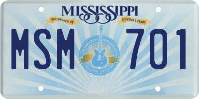 MS license plate MSM701