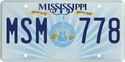 MS license plate MSM778