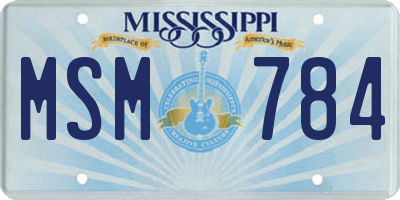 MS license plate MSM784