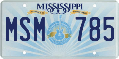 MS license plate MSM785