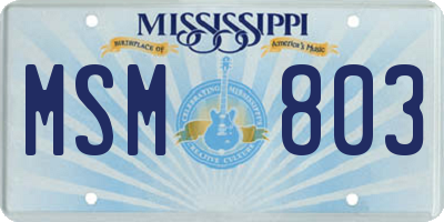 MS license plate MSM803