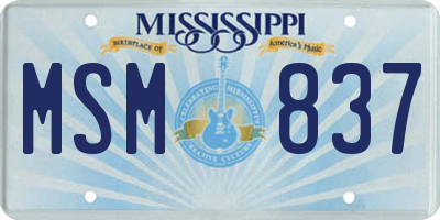 MS license plate MSM837