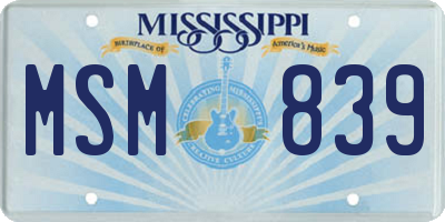 MS license plate MSM839