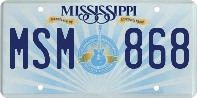 MS license plate MSM868