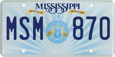 MS license plate MSM870