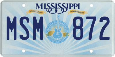 MS license plate MSM872