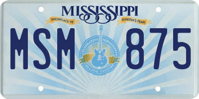 MS license plate MSM875