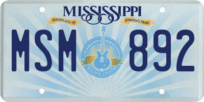 MS license plate MSM892