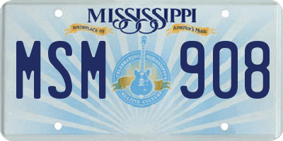 MS license plate MSM908