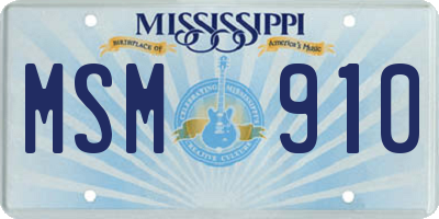 MS license plate MSM910