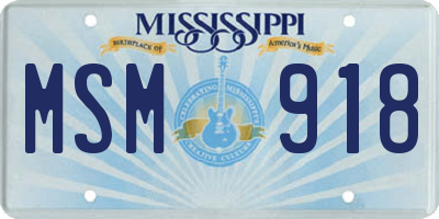 MS license plate MSM918