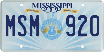 MS license plate MSM920