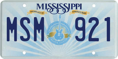 MS license plate MSM921