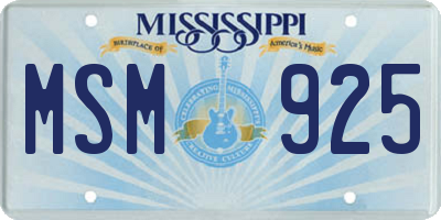 MS license plate MSM925