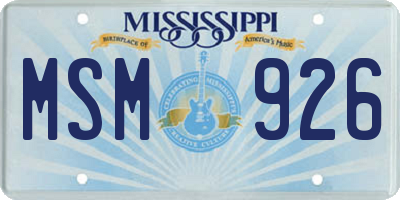 MS license plate MSM926