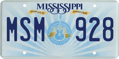 MS license plate MSM928