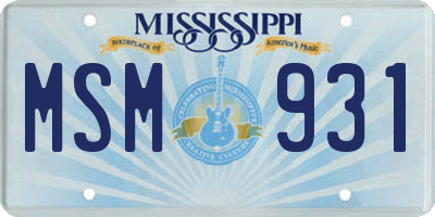 MS license plate MSM931