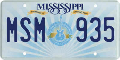 MS license plate MSM935