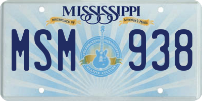 MS license plate MSM938