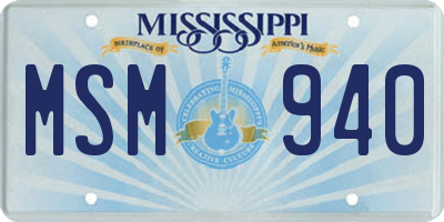 MS license plate MSM940