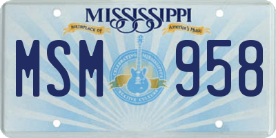 MS license plate MSM958