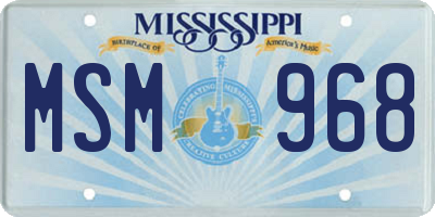 MS license plate MSM968