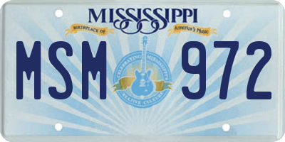 MS license plate MSM972