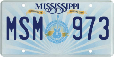 MS license plate MSM973