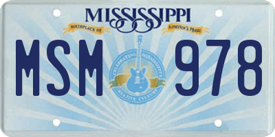 MS license plate MSM978