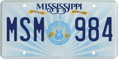 MS license plate MSM984