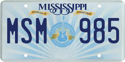 MS license plate MSM985