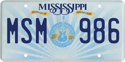 MS license plate MSM986