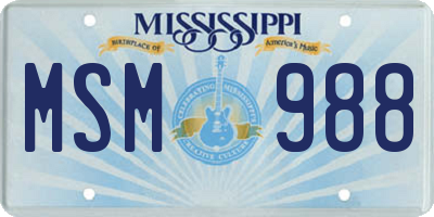 MS license plate MSM988
