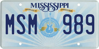 MS license plate MSM989