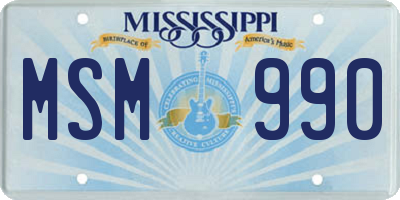 MS license plate MSM990