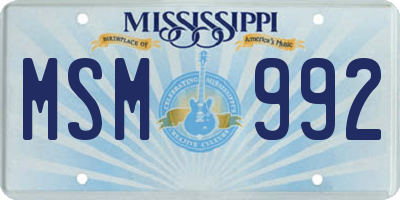 MS license plate MSM992