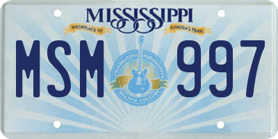 MS license plate MSM997