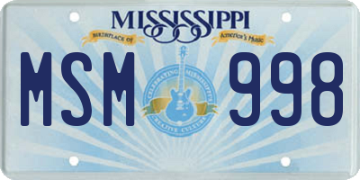 MS license plate MSM998