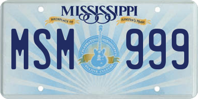 MS license plate MSM999