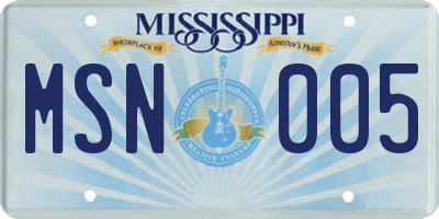 MS license plate MSN005