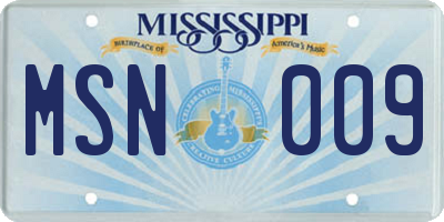 MS license plate MSN009