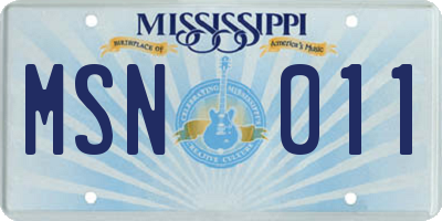MS license plate MSN011