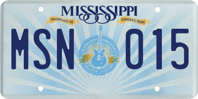 MS license plate MSN015