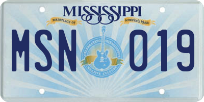 MS license plate MSN019