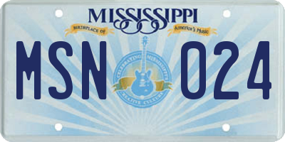 MS license plate MSN024