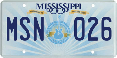 MS license plate MSN026