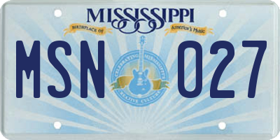 MS license plate MSN027